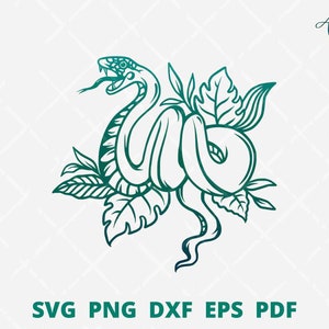 Snake svg, Flower snake svg, snake cut file, floral snake svg, reptile art svg, animal svg, snake silhouette, snake with flower wall art