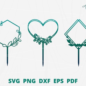 Cake Topper Svg, Birthday Topper Svg, Frame Topper, Flower Wreath Svg ...