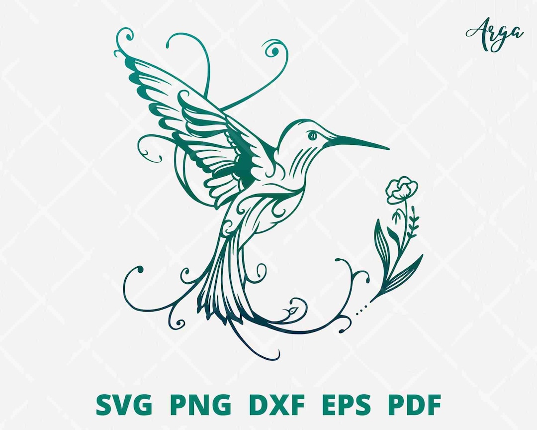 Hummingbird in Svg Files, Floral Hummingbird Svg Files, Hummingbird