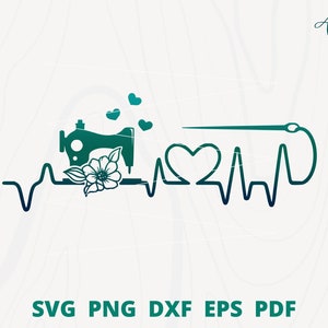 May include: A green sewing machine with a flower and a heart beat line with a needle and thread. The text "Arga" is in the top right corner.