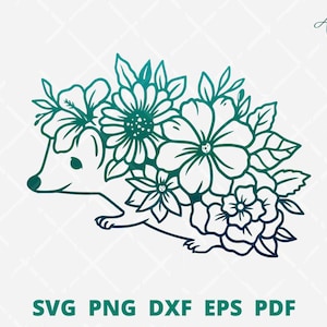 Cute hedgehog svg, Floral hedgehog svg, Hedgehog svg files, hedgehog with flower, hedgehog clipart, hedgehog wall decoration