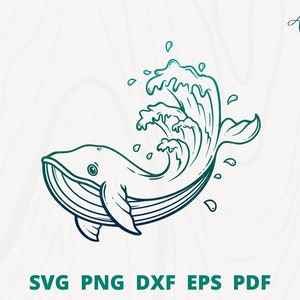 Whale svg, Whale with wave svg, Whale cut file, Whale wave svg, Whale wall decor, Ocean wave svg, Wave scene svg,  Sea animal svg