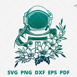Astronaut svg files, Cute Astronaut svg, Astronaut with flower, Space svg, Floral Astronaut svg, Astronaut Silhouette, Galaxy svg