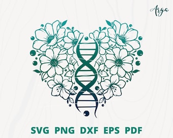 DNA svg, Love DNA, Flower DNA svg, Science svg, Floral Dna svg, Genetic Dna svg, Medical svg, Dna Clipart, Biology class room decor