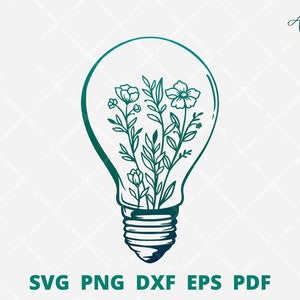 Floral light bulb svg, floral lamp SVG, light bulb clip art, magic lamp svg, glas lamp svg, light bulb wall decor svg cut file