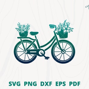 Vintage bicycle in SVG, Retro bicycle svg, Floral Bicycle svg, Bicycle with flower, floral bike svg, bike with flower cut file