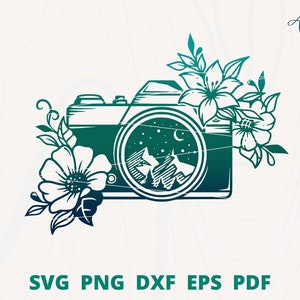 Photography svg, Camera svg, Flower Camera svg, Photographer svg, DSLR camera svg, Floral Camera svg, Camera T-shirt, Photo studio wall art