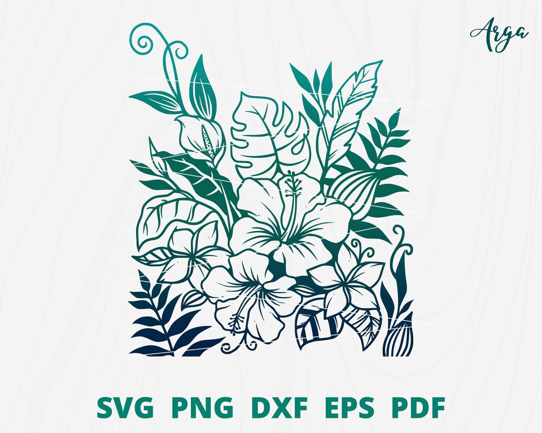 Hawaiian Flower Svg, Tropical Leaves Svg, Tropical Flower Svg for ...
