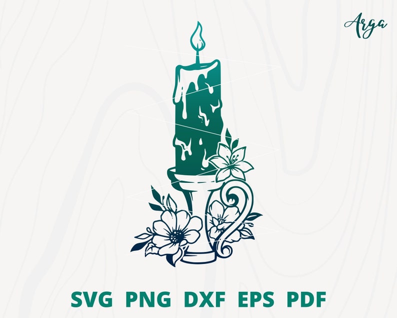 Candle Svg Bundle Floral Candle Svg Candle With Flower Svg Etsy