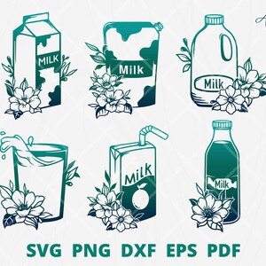 Milk svg bundle, Milk Bottle svg, Milk Carton svg, Milk Glass svg, Milk Box svg, Flower Milk svg, Fresh Milk svg, Milk Cut file
