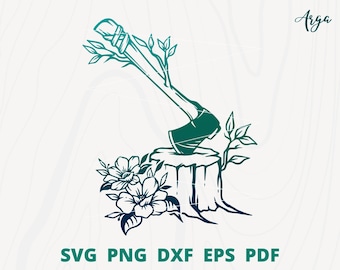 Lumberjack Axe svg, Lumberjack svg, Floral Axe, Axe svg, Woodcutter svg, Woodsman svg, Logger svg, Axe Cut file, Lumberjack Clip art