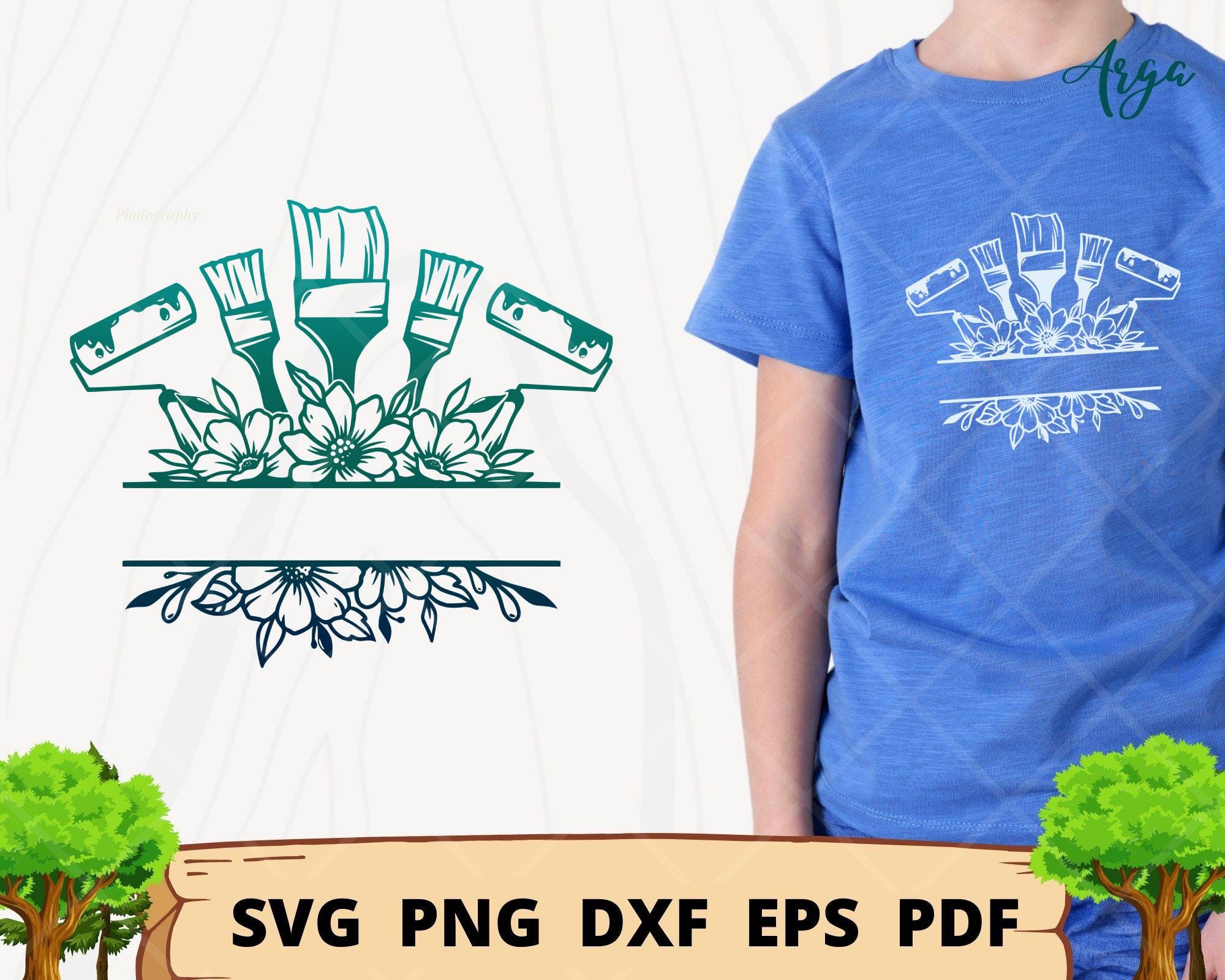 Split Monogram Paint Tool Svg, Floral Paintbrush Tool Svg, Painting ...