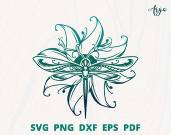Dragonfly svg, Mandala Dragonfly svg, Zentangle Dragonfly svg, floral Dragonfly svg, Dragonfly with flower svg, Dragonfly wall decor