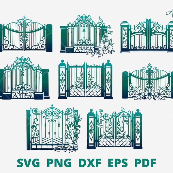 Gate svg Bundle, Iron Door svg, Gate svg, Gate with flower svg, Iron Door cut file, Floral Gate svg, Vintage Gate svg, Iron Gate Clip art