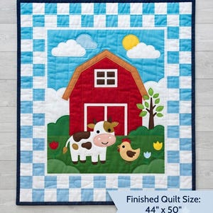 Barn Baby Appliqué Quilt Pattern PDF, Baby Blanket PDF Sewing Pattern, Nursery Quilt Pattern, A4, US Letter and Mirrored