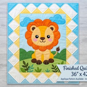 Lion Baby Appliqué Quilt Pattern PDF, Baby Blanket PDF Sewing Pattern, Nursery Quilt Pattern, A4, US Letter and Mirrored