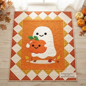 Mönster för sött spöke med applikation för babyquilt i PDF-format, symönster för babyfilt i PDF-format, quiltmönster för barnrum, A4, US Letter och spegelvänd