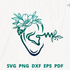 人間の耳の SVG ファイル、花の耳の SVG、花の付いた耳の SVG、耳鼻咽喉科医の SVG、聴覚学者の SVG、耳の壁の装飾、耳のイラスト