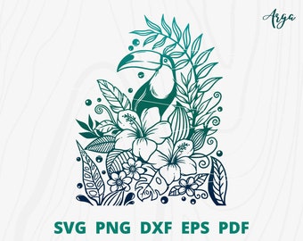 Tropical Leaves svg, Tropical Flower svg for window sticker, Botanical svg, Wild Flower svg, Tropical Flower Clip art, Flower Border svg