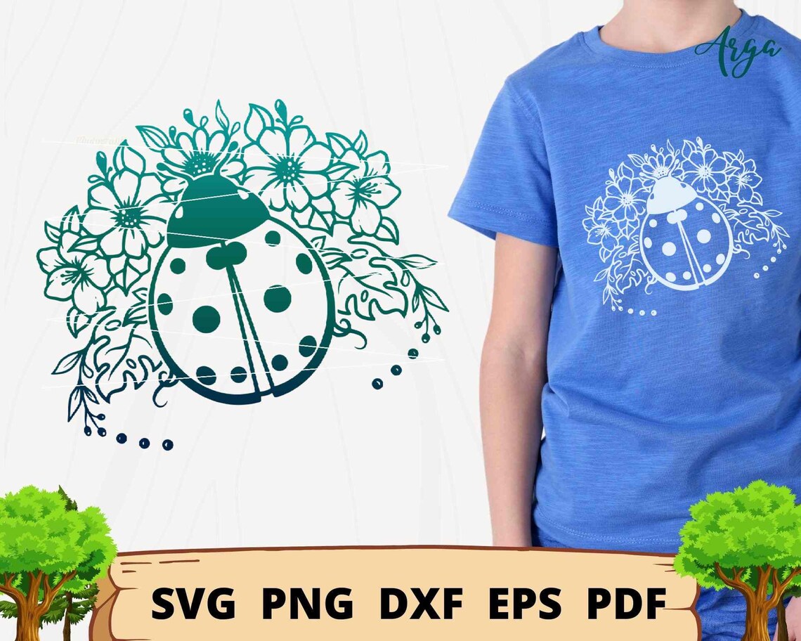Ladybug Svg Lady Bug With Flower Ladybug Cut File Floral - Etsy