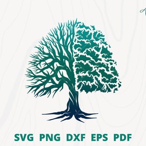 Baum halb lebendig halb starb svg, Baum des Lebens svg, Baum Silhouette svg, starb Baum svg, Baum Wand Dekor, Baum Clipart, Baum Ast svg
