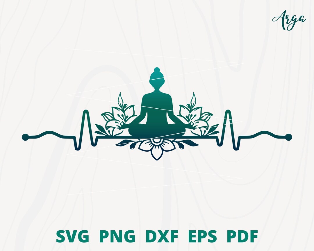 Heartbeat Yoga Svg, Heart Beat Yoya Meditation Svg, Meditation Svg