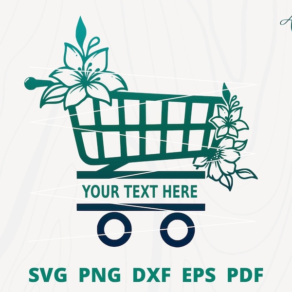Floral shopping Cart SVG, Store svg, Online Shop logo, Shop svg, Shopping Cart svg, Online Store symbol, Store Cut file, Store Icon svg