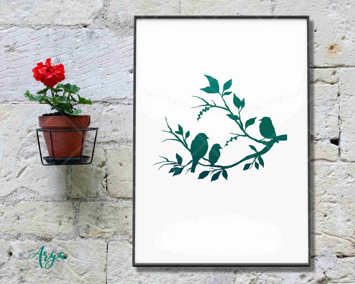 Bird on a Branch Svg Bird Silhouette Birds Svg File Bird - Etsy