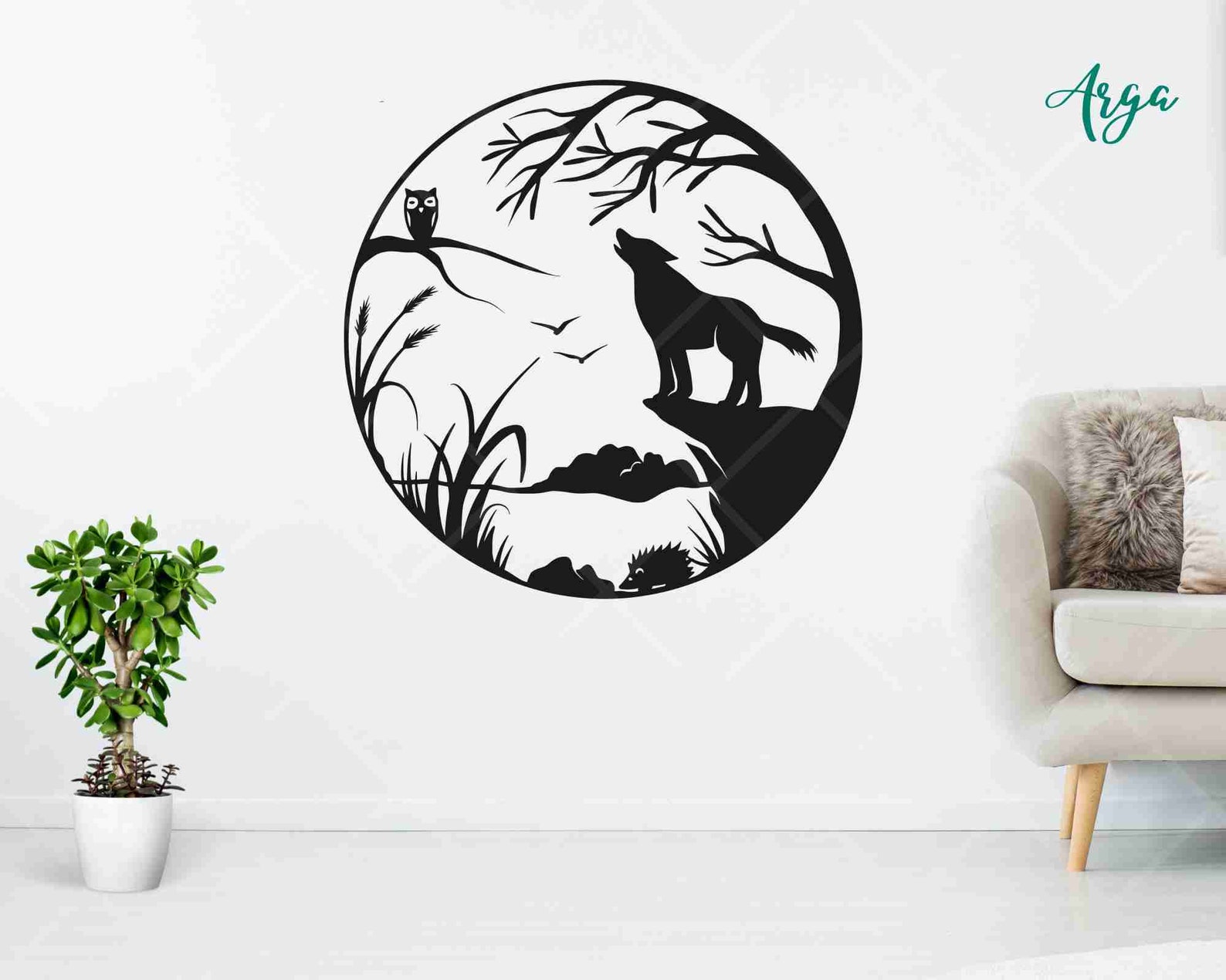 Woodland Svg Animal in Woodland Silhouette Woodland Scene - Etsy