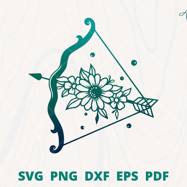 Archery svg, Archery with flower svg, Floral Archery svg, Archery girl svg, Flower Archery cut file silhouette