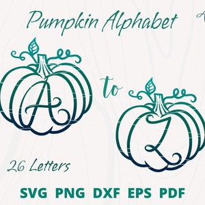 Alfabeto de calabaza svg, Letra de calabaza svg, Fuente de calabaza de Halloween svg, Calabaza de alfabeto a-z, Monograma de calabaza svg, alfabeto de halloween svg