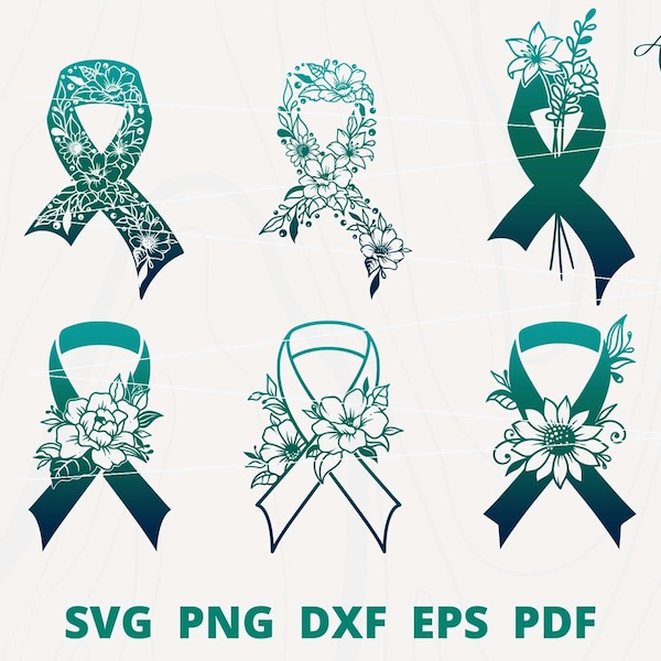 Breast Cancer SVG Bundle, Awareness Ribbon SVG, Cancer svg, Cancer Ribbon svg, Floral Breast Cancer, Breast Cancer with flower