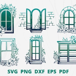 Windows Svg Bundle, Window Svg, Window With Flower Svg, Open Window Cut ...