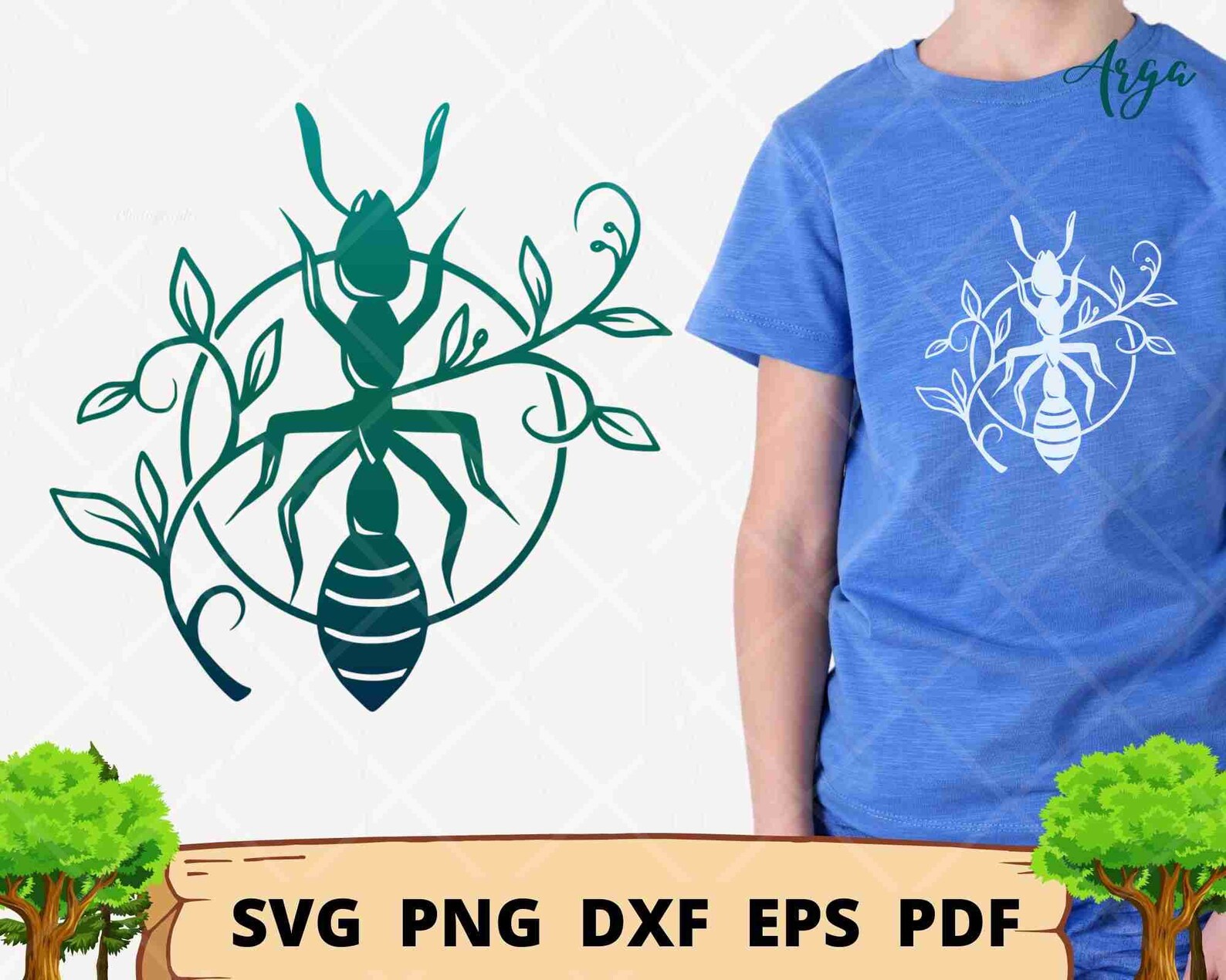 Ant Svg, Floral Ant Svg, Ant Wall Decor, Insect Svg, Ant With Flower ...