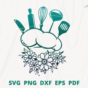Chef svg, Chef girl svg, Chef Mom Svg, Chef tools svg, Floral chef svg, Cooking tool svg, Chef logo, Restaurant logo, Chef hat svg