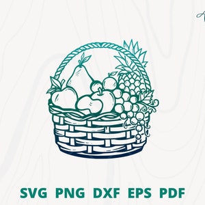 Fruits svg, basket fruits svg, fruits in the basket svg, fruits wall decor, fruits shop logo, fruits cut file, fruits png sublimation