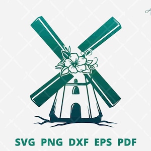 Windmill PNG, floral windmill svg, windmill with flower, windmill wall decor, windmill cut file for cricut and silhouette, floral farmhouse