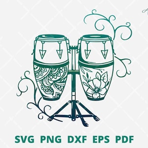 Floral Conga drum svg, Conga drum png, African traditional drum with flower SVG cut file for cricut, silhouette conga