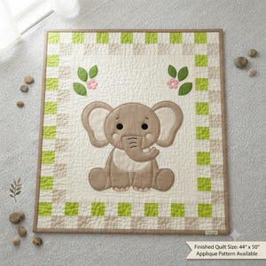 Elephant Baby Appliqué Quilt Pattern PDF, Baby Blanket PDF Sewing Pattern, Nursery Quilt Pattern, A4, US Letter and Mirrored