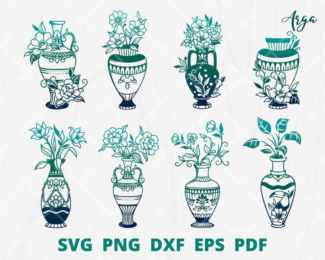 Vase SVG Bundle Flower Vase Svg Flower in Vase Svg Flower Etsy