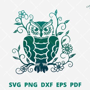 Floral Owl SVG, Owl in floral frame svg, owl png sublimation, owl with flower svg cut file, Owl silhouette file, Owl wall decoration
