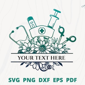 Krankenschwester svg, Krankenschwester und Arzt Zeichen name, Split Monogramm Krankenschwester Floral Rahmen svg, Monogramm medizinisches Werkzeug svg, Krankenschwester Wanddeko