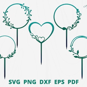 Cake topper svg, Wedding cake topper svg, birthday topper svg, frame topper, flower wreath svg, wreath cake topper svg, circle round svg.