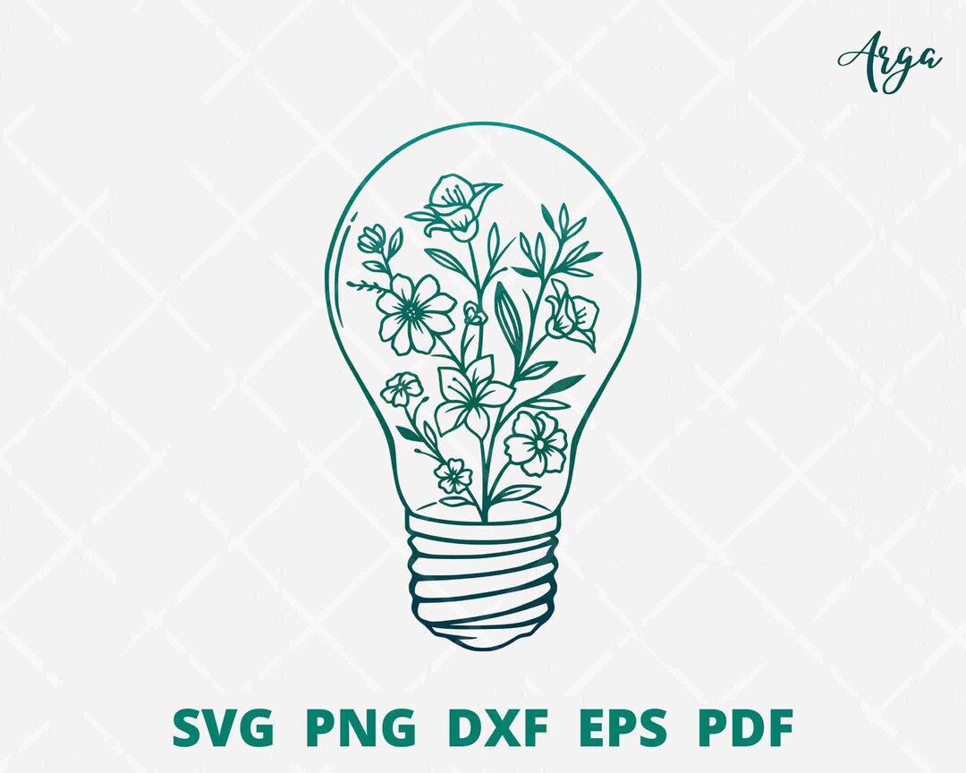 Flower in Light Bulb Svg, Floral Lamp SVG, Light Bulb Clip Art, Magic
