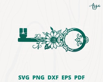 Key with flower svg, Real estate logo, House key svg, Key svg, New Home svg, Real estate svg, Floral key clip art, keys cut file,