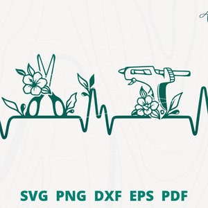 heartbeat crafter svg, crafting tool heart beat svg, crafting clip art, craft clip art, crafter tool with flower,crafting tool wall decor