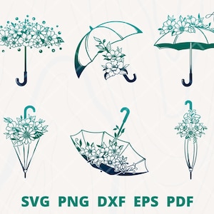 Umbrella svg bundle, Umbrella with Flower svg, Umbrella svg, Rain svg, Floral Umbrella svg, Umbrella Cut file, Umbrella girl svg