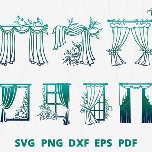Curtains svg Bundle, Curtain svg, Curtain with flower svg, Windows Curtain cut file, Floral Curtain svg, Theater curtain svg