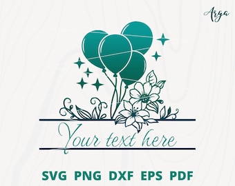 Split monogram event planner with balloon, Event Planner svg, Event Planner logo, Party svg, Balloon logo, Monogram Balloon frame