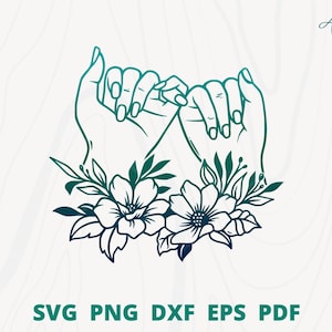 Best friend svg, soul sister svg, bestie svg, friend hands svg, best friend wall decor, floral girl&#39;s hand svg, girl&#39;s finger clip art